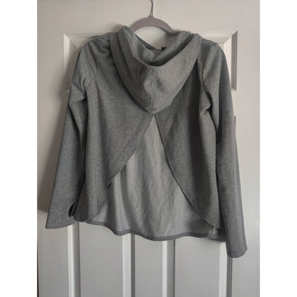 SCORPIO SOL Gray Split Back Yoga Athletic Hoodie Hooded Sweatshirt Womens Size M - Picture 3 of 9